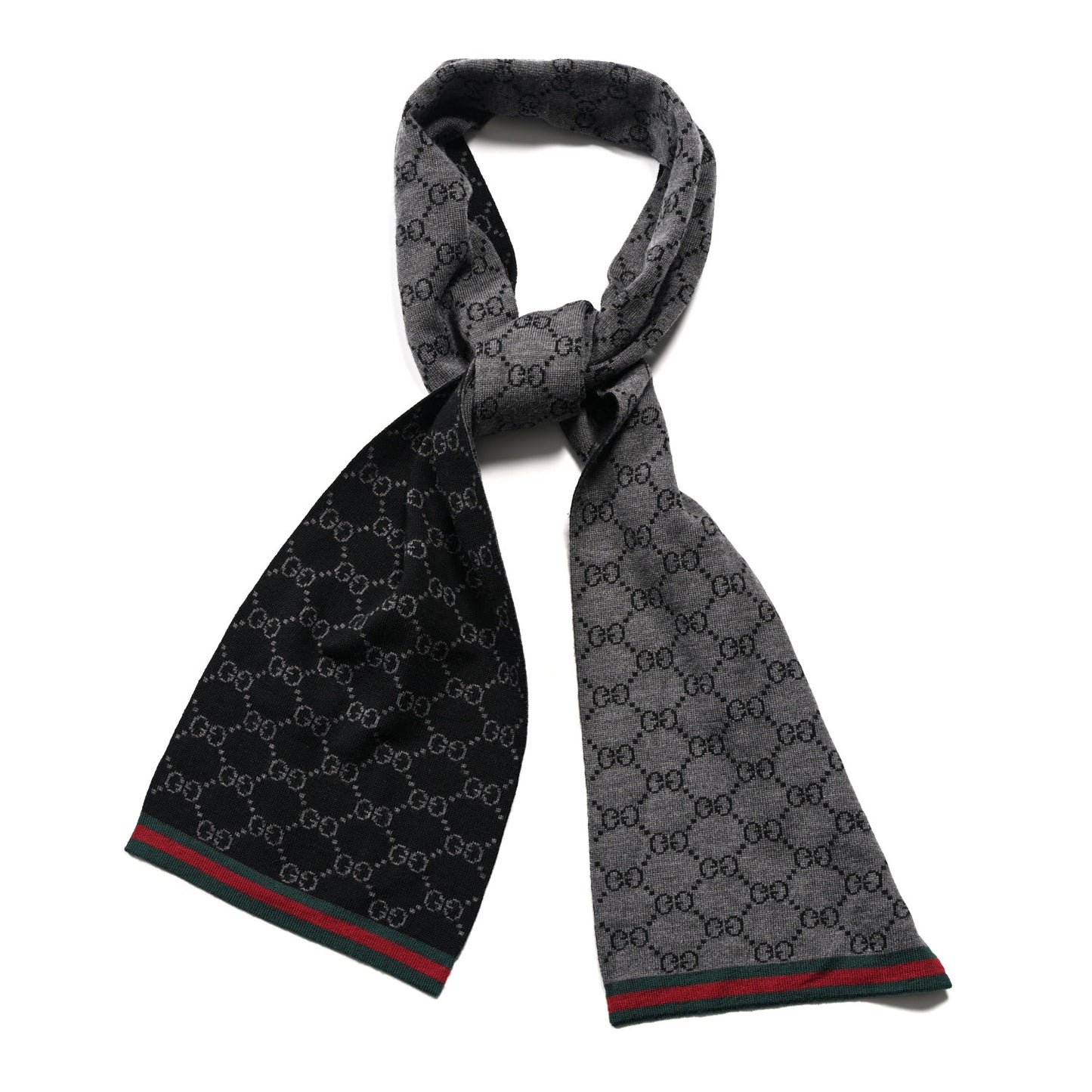 Wool Jacquard Monogram Web Scarf Lead Dark Green