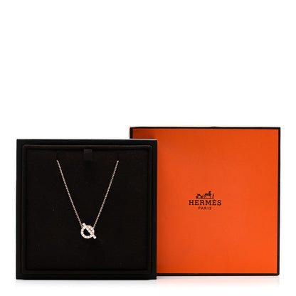 Hermes 18K Rose Gold Diamond Finesse Pendant Necklace 5 of 5
