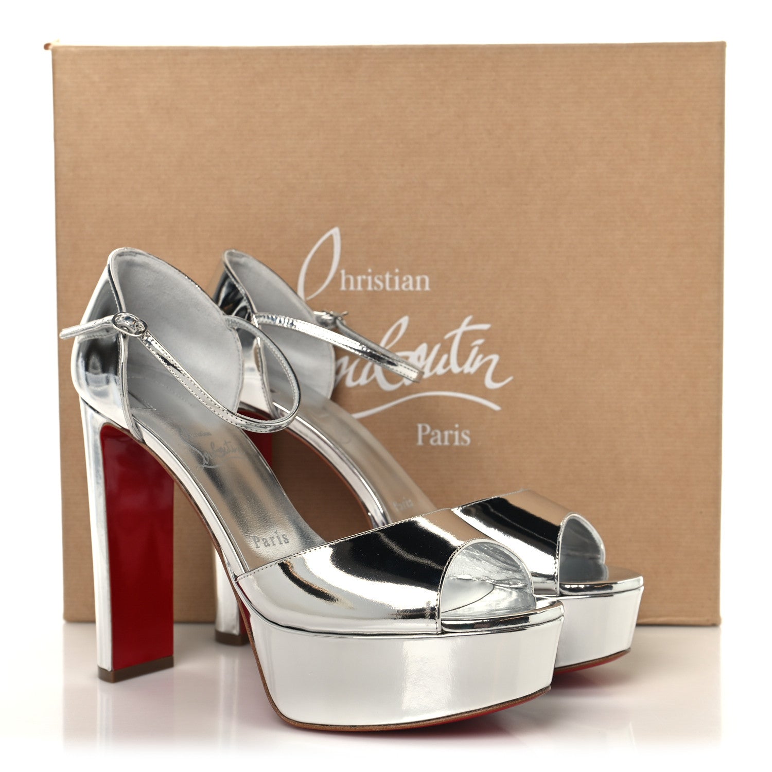 Christian Louboutin スパイクサンダル シルバー Christian Louboutin Specchio Sandaloo 130 Sandals 39.5 Silver