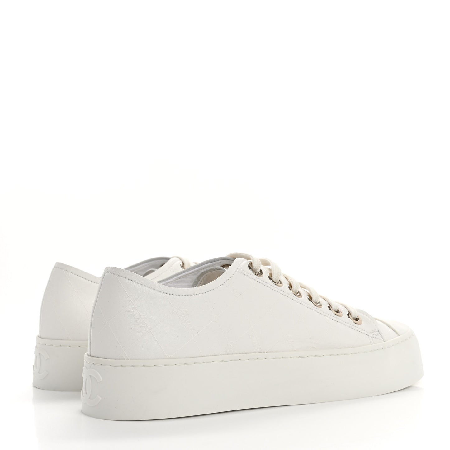 Lambskin Printed Logo Sneakers 37 White
