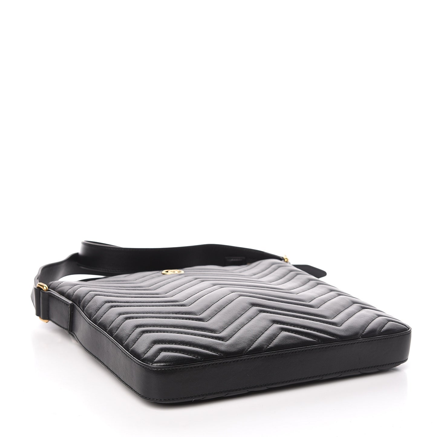 Calfskin Matelasse GG Marmont Flat Messenger Bag Black