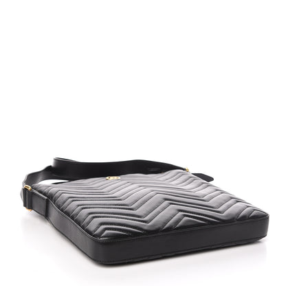 Gucci Calfskin Matelasse GG Marmont Flat Messenger Bag Black 4 of 11