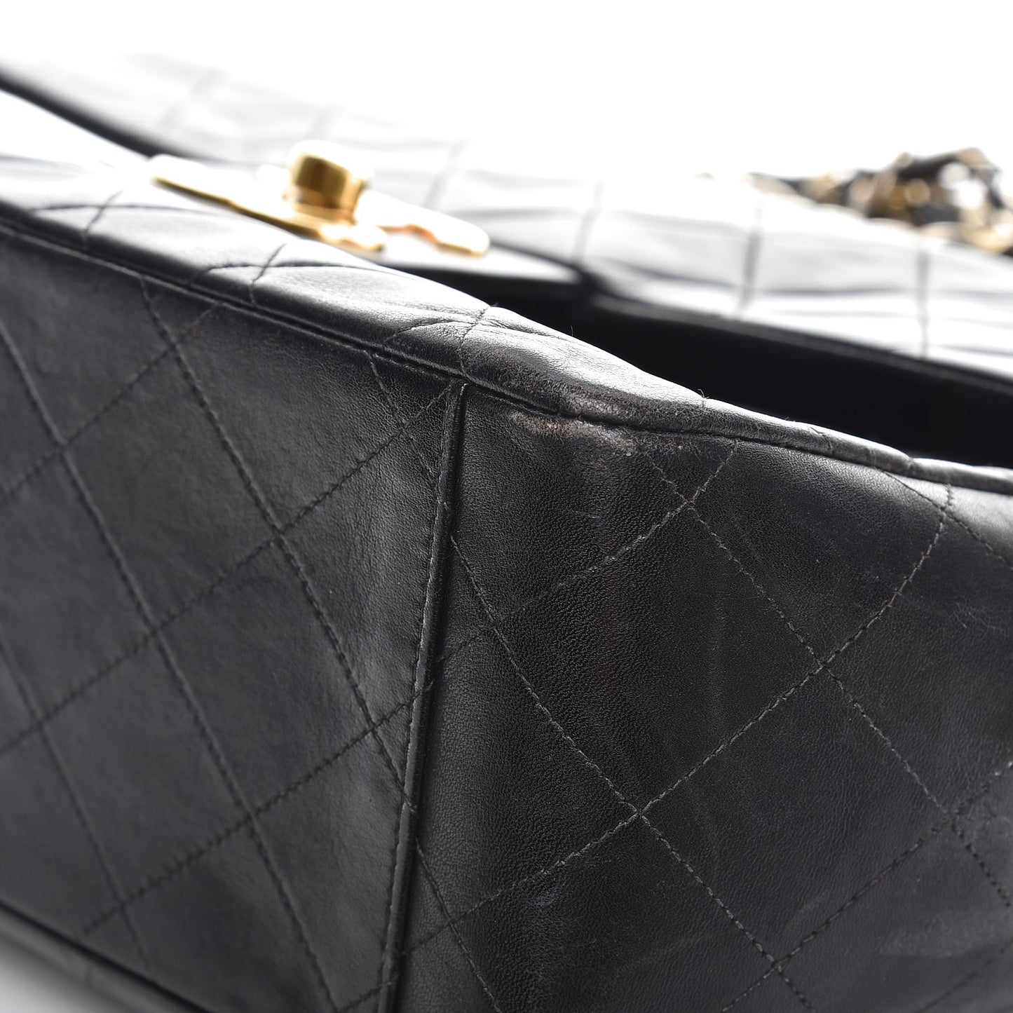 Lambskin Quilted XL Jumbo Single Flap Black