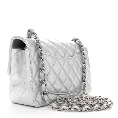 Chanel Metallic Lambskin Quilted Mini Rectangular Flap Silver 3 of 10