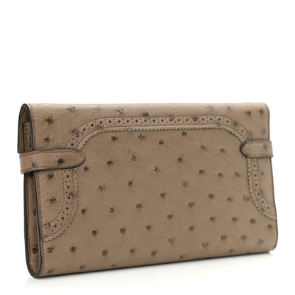 Hermes Ostrich Ghillies Kelly Longue Wallet Mousse 3 of 8