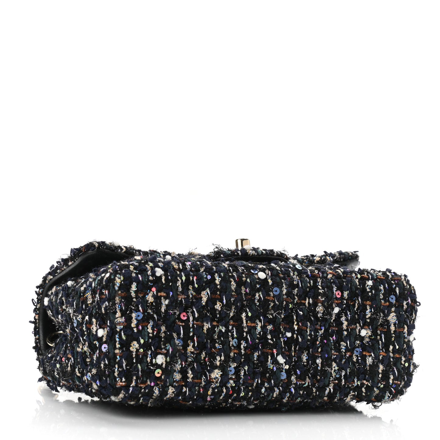 Glittered Tweed Quilted Mini Rectangular Flap Navy Blue Mulitcolor