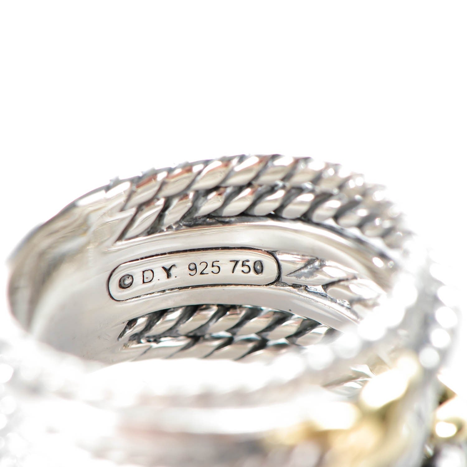 David Yurman Sterling Silver 18K Yellow Gold Double X Crossover Ring 52 6 4 of 5