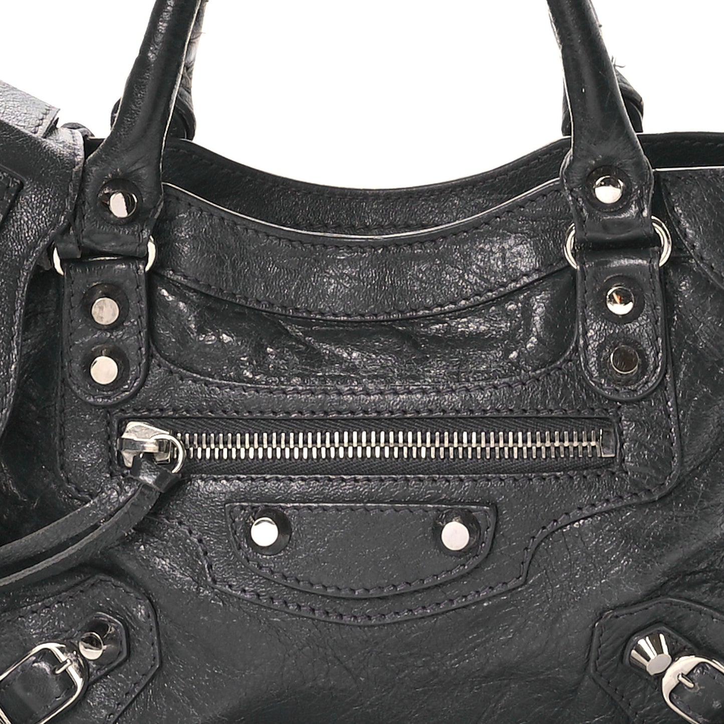 Agneau Classic Silver Hardware Mini City Gris Fossile
