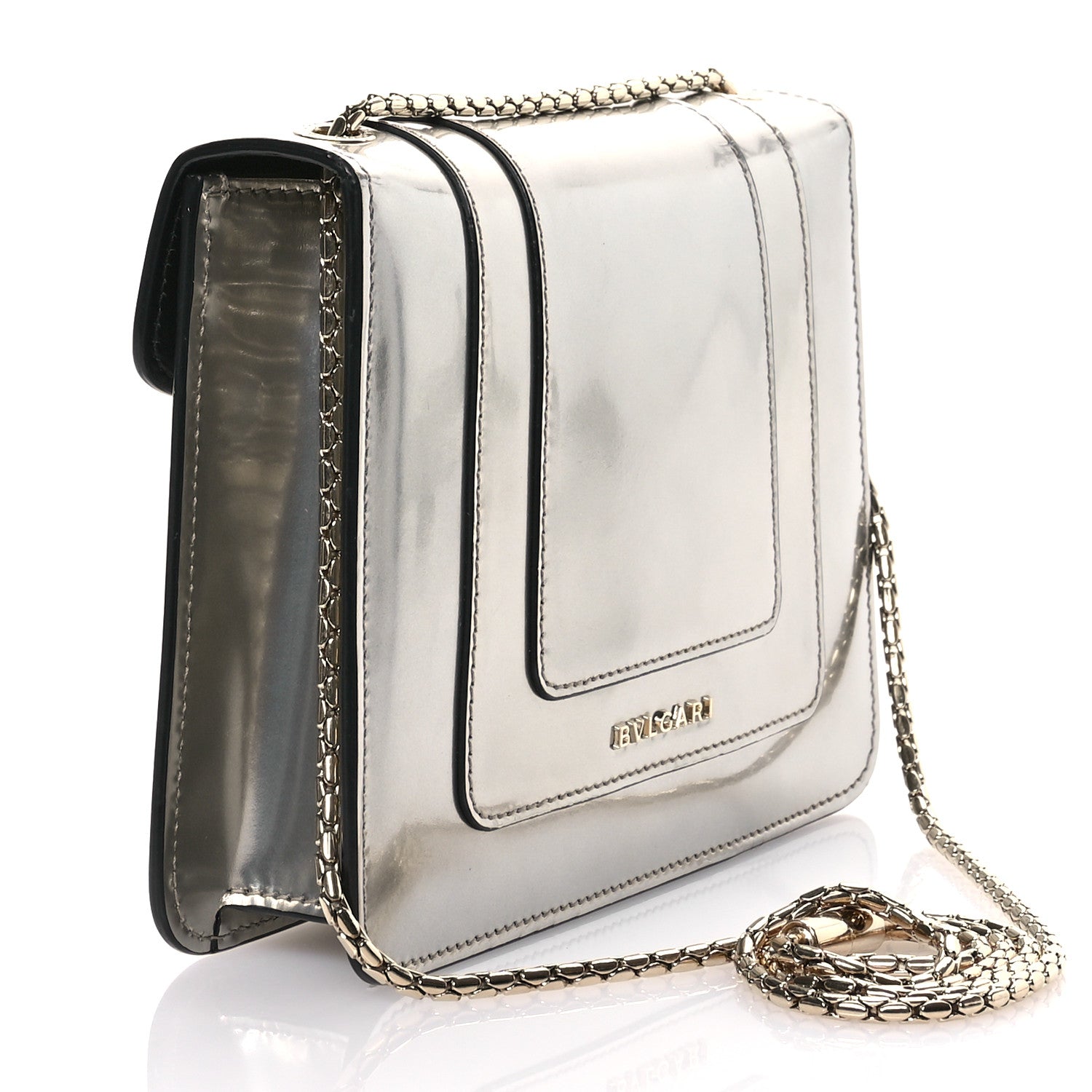 Bulgari Metallic Calfskin Serpenti Forever Crossbody Bag Silver 4 of 11