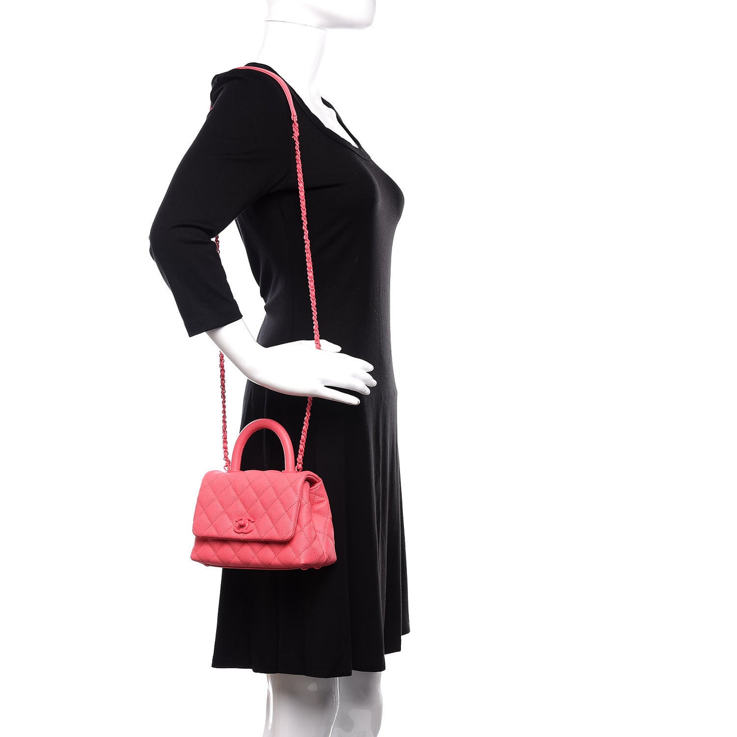 Caviar Quilted Incognito Extra Mini Coco Handle Flap Pink