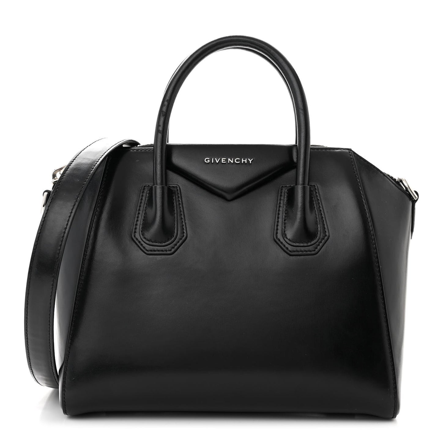 Shiny Lord Calfskin Small Antigona Black