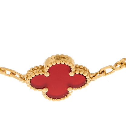 Van Cleef & Arpels 18K Rose Gold Carnelian 5 Motifs Vintage Alhambra Bracelet 2 of 4