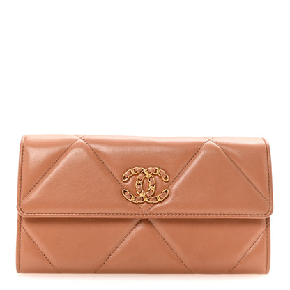 Chanel Lambskin Quilted Chanel 19 Flap Wallet Brown 1 of 9