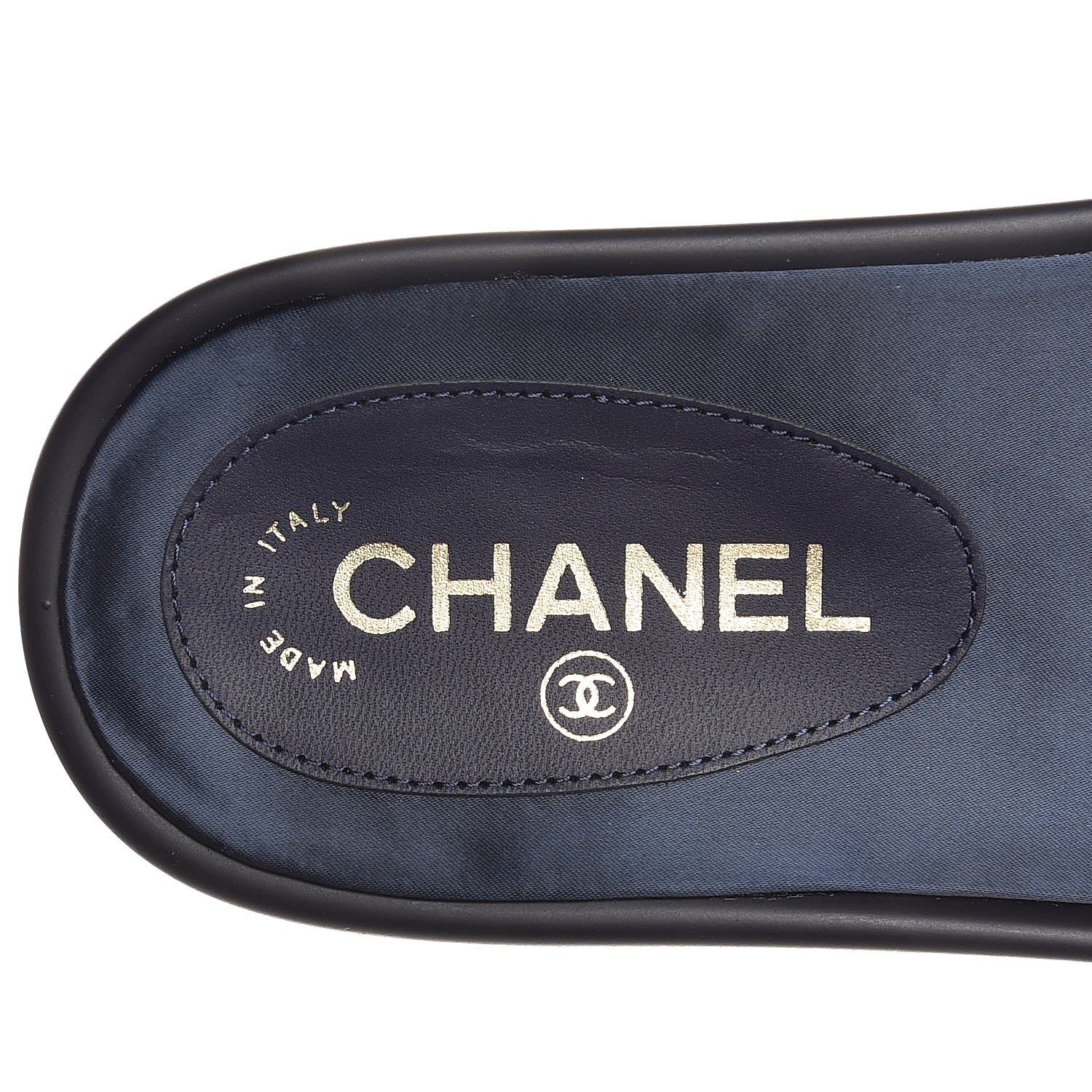 Chanel Satin Chain Flat Sandals 38 Marine 8 of 8