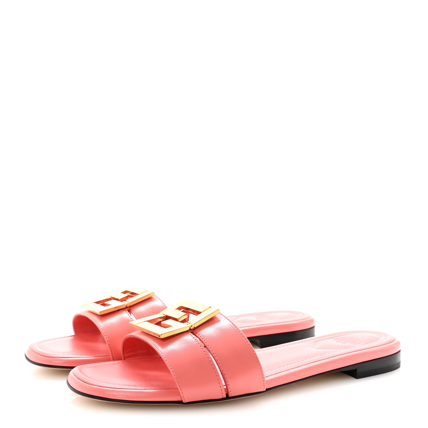 Vitello Cuoio FFold Slide Sandals 38 Bright Peach