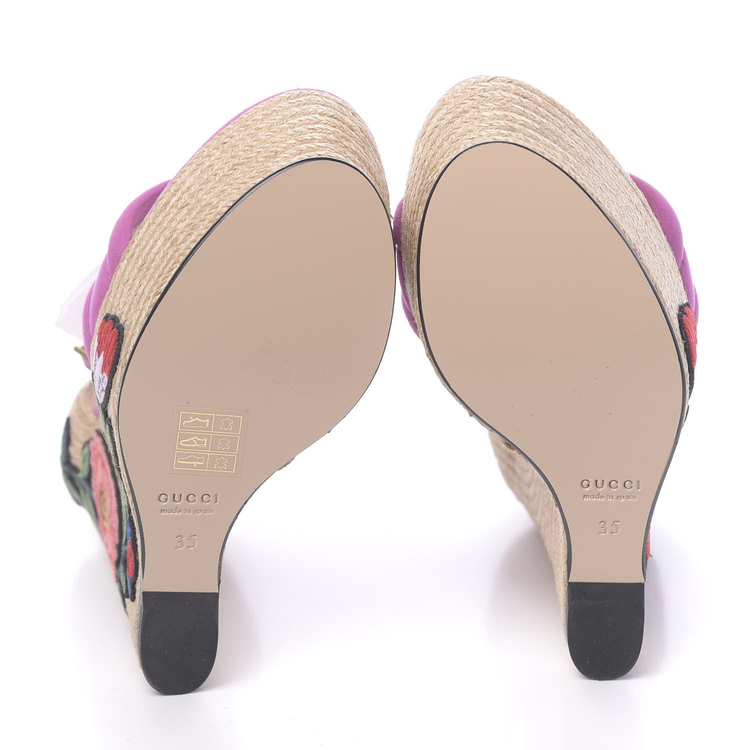 Gucci Kid Scamosciato Ophelia Espadrille Platform Wedge Sandals 35 Rododendro 5 of 9