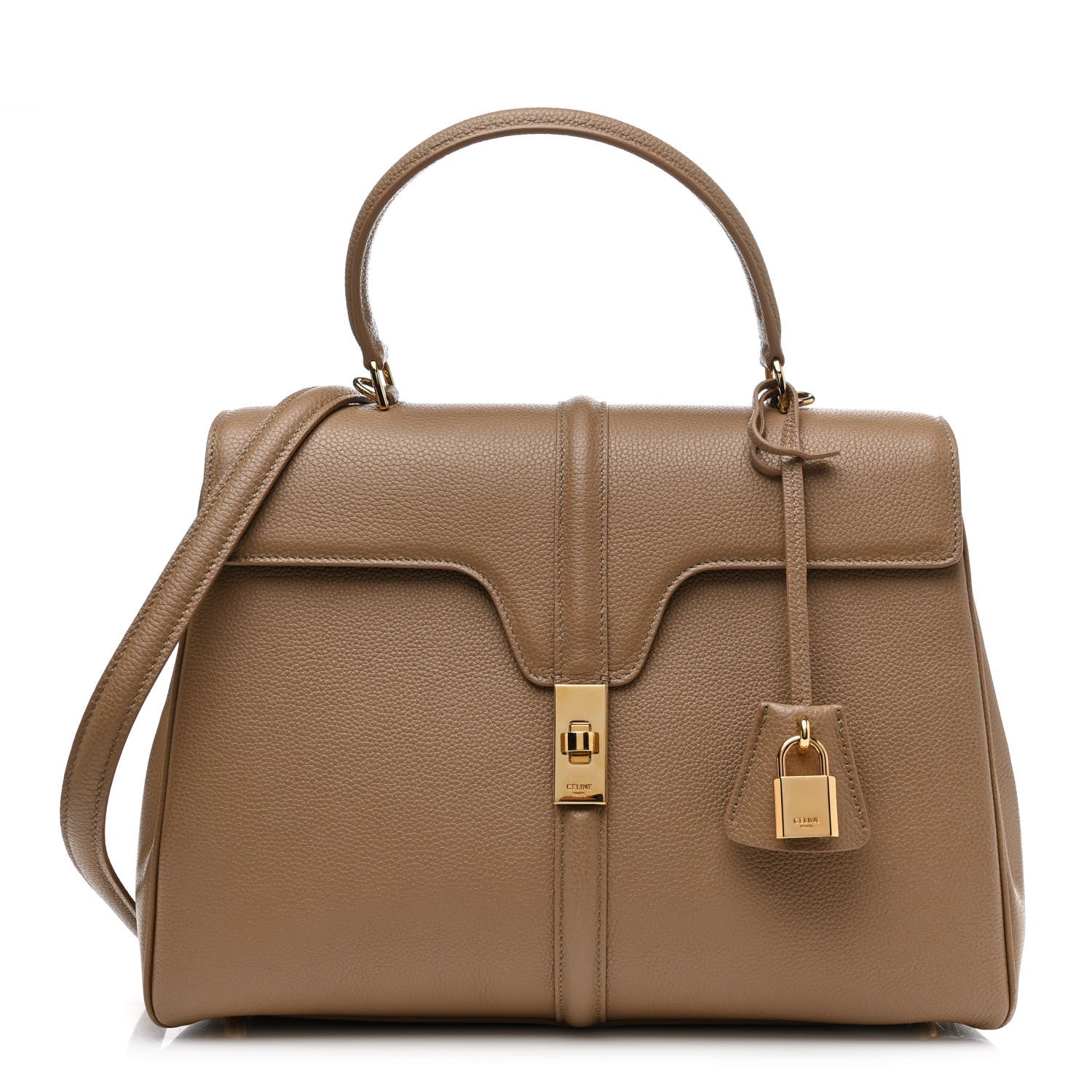 Celine Grained Calfskin Medium 16 Top Handle Bag Beige 1 of 14