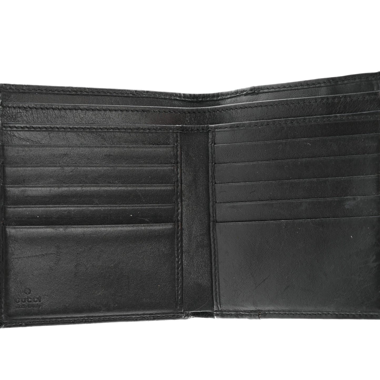 Guccissima Metal Bar French Flap Wallet Black