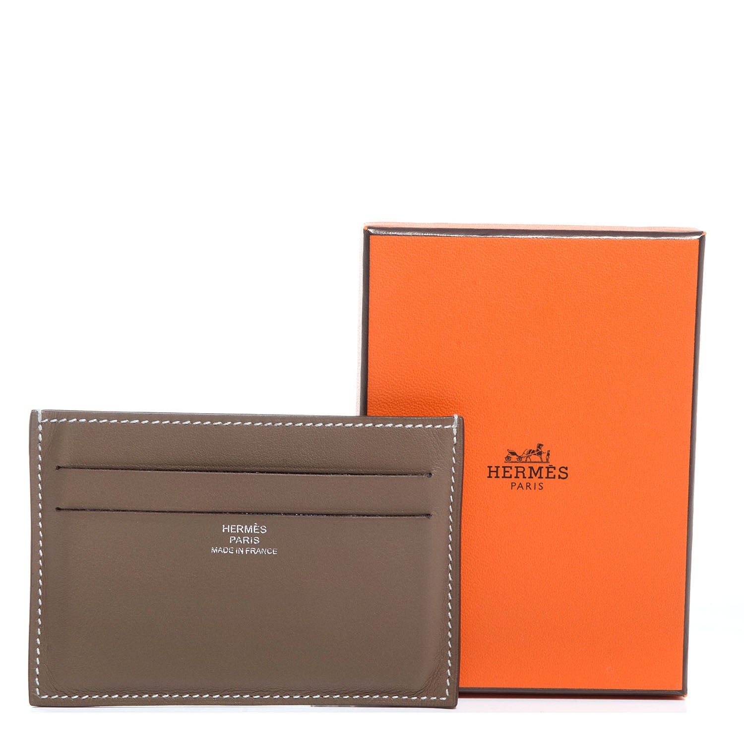 Hermes Swift Calfskin Citizen Twill Card Case Etoupe 6 of 7