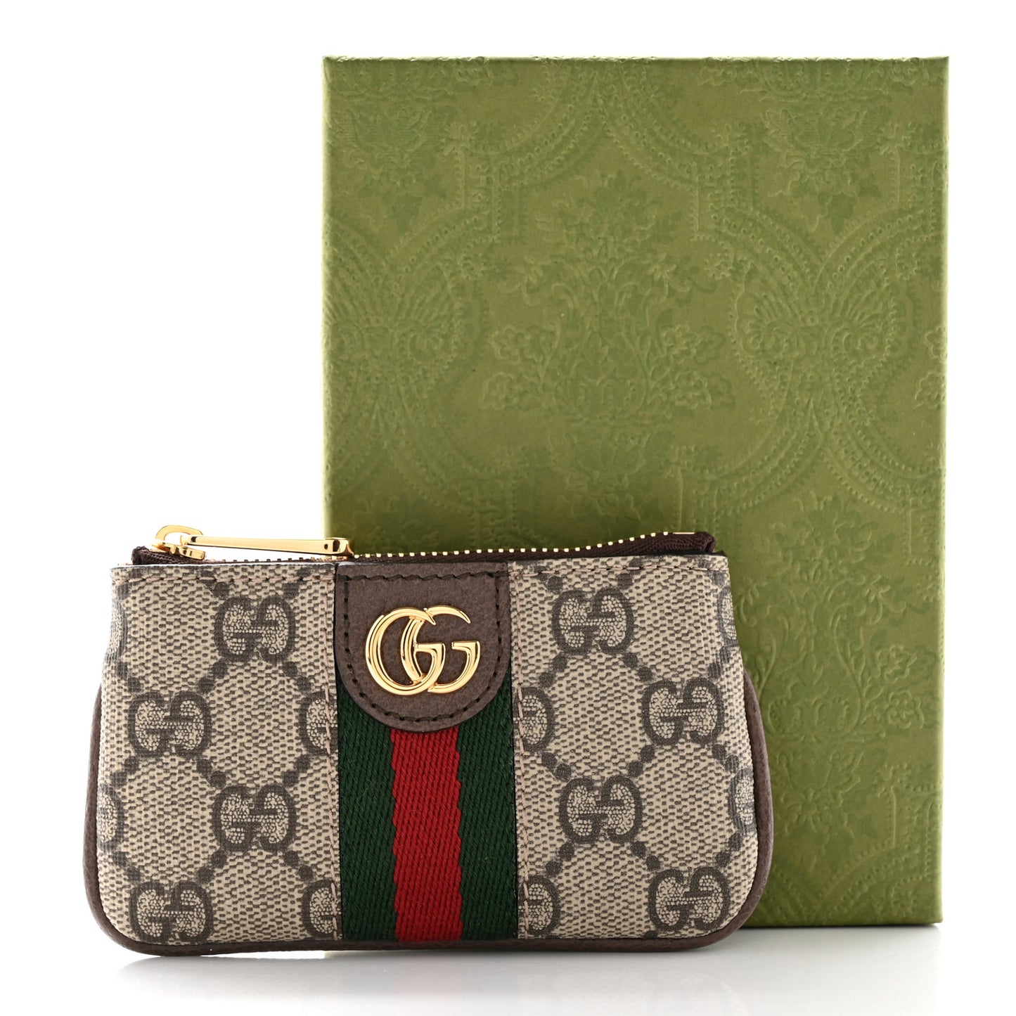 GG Supreme Monogram Web Ophidia Key Case Beige New Acero