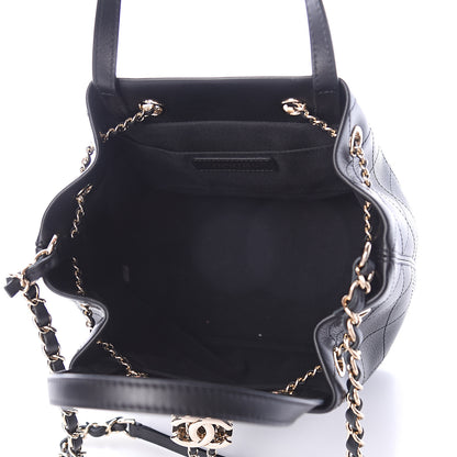 Chanel Calfskin Stitched Drawstring Bag Black 4 of 8