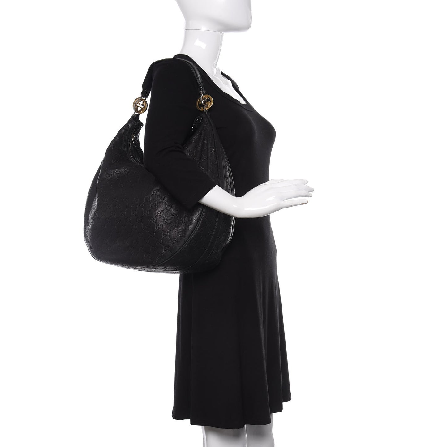 Guccissima Large GG Twins Hobo Black