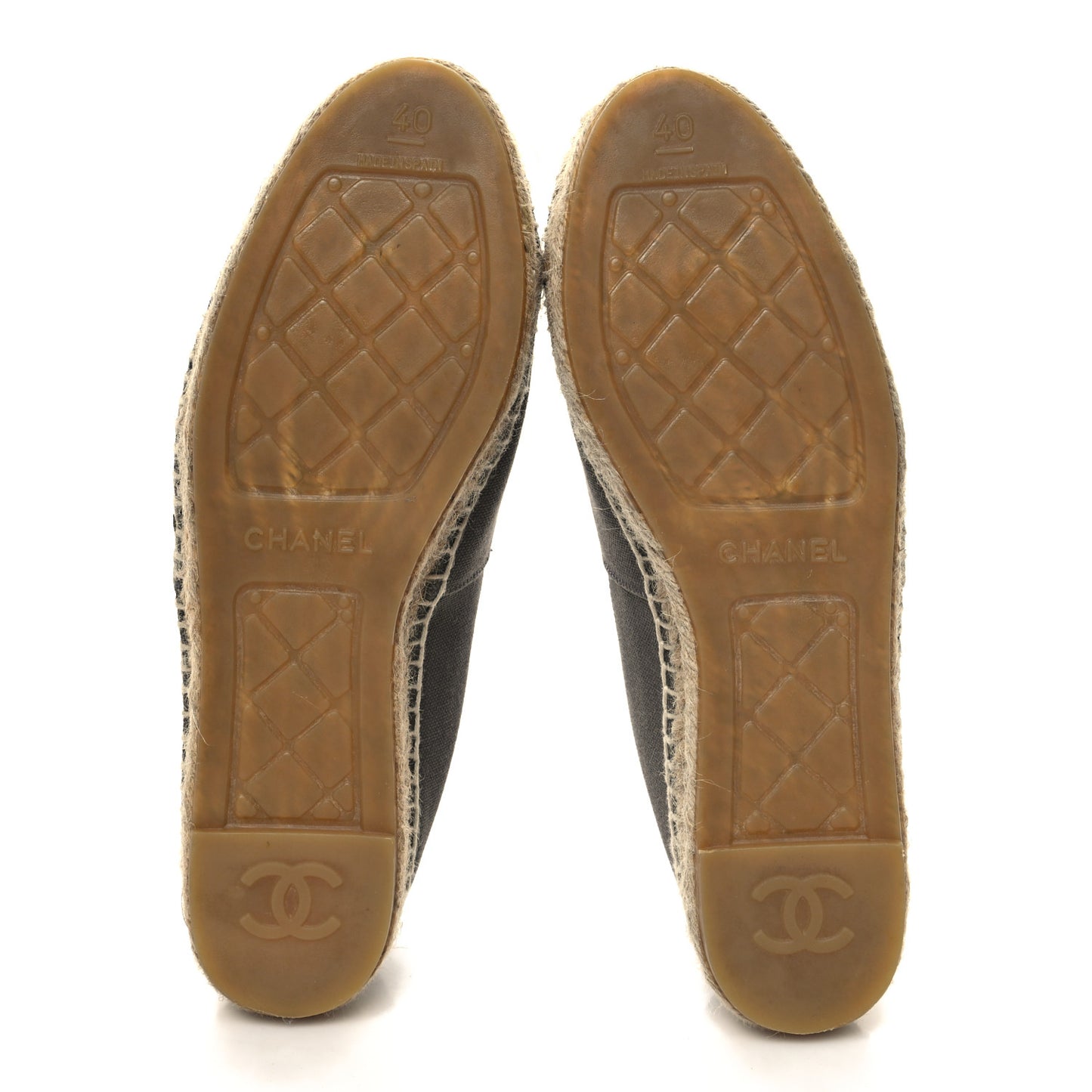 Canvas Grosgrain CC Espadrilles 40 Grey
