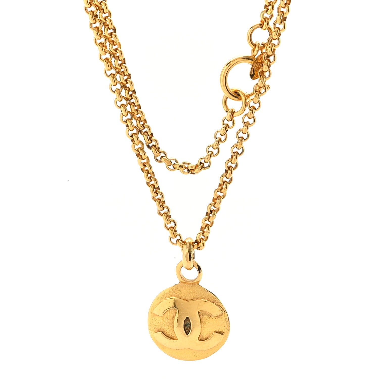 Chanel CC Medallion Long Chain Necklace Gold 1 of 6