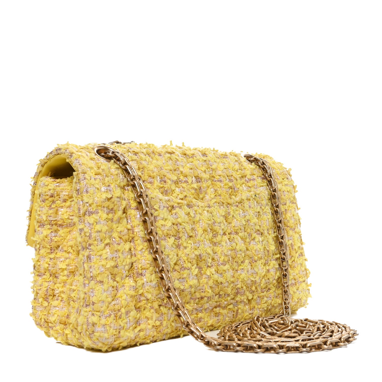 Chanel Tweed Quilted 2.55 Reissue Mini Flap Yellow 3 of 10