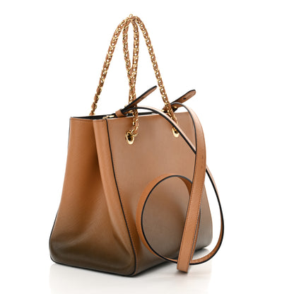 Salvatore Ferragamo Hammered Calfskin Vany Bow Chain Tote Cacao 3 of 12