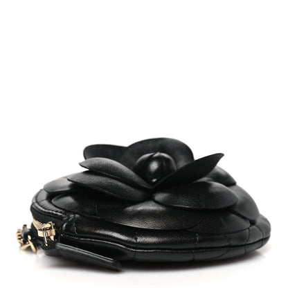 Chanel Lambskin Mini Camellia Bouquet Clutch With Chain Black 4 of 11