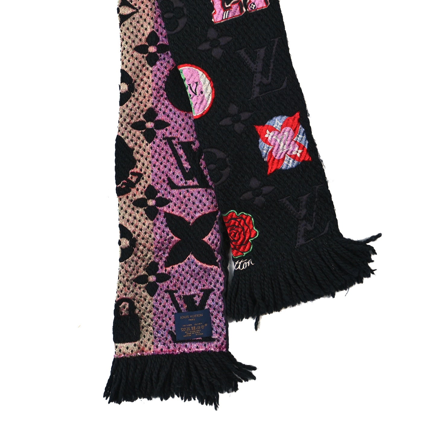 Wool Silk Stories Logomania Scarf Black