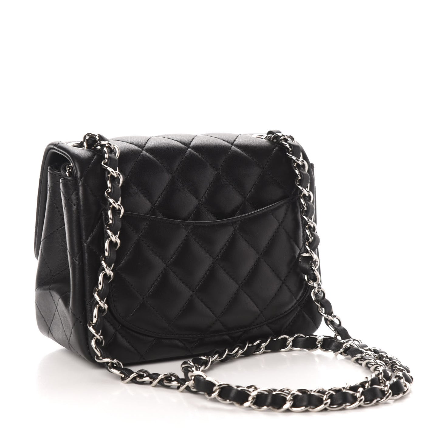 Lambskin Quilted Mini Square Flap Black