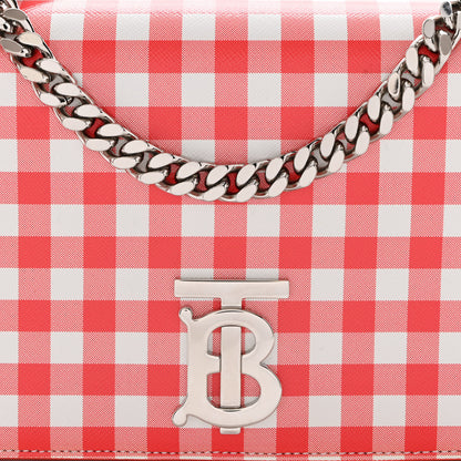 Burberry Calfskin Gingham Print Lola Bag Red White 8 of 10