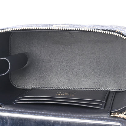 Chanel Denim Quilted Small Vanity Case With Chain Dark Blue Orange 5 of 11