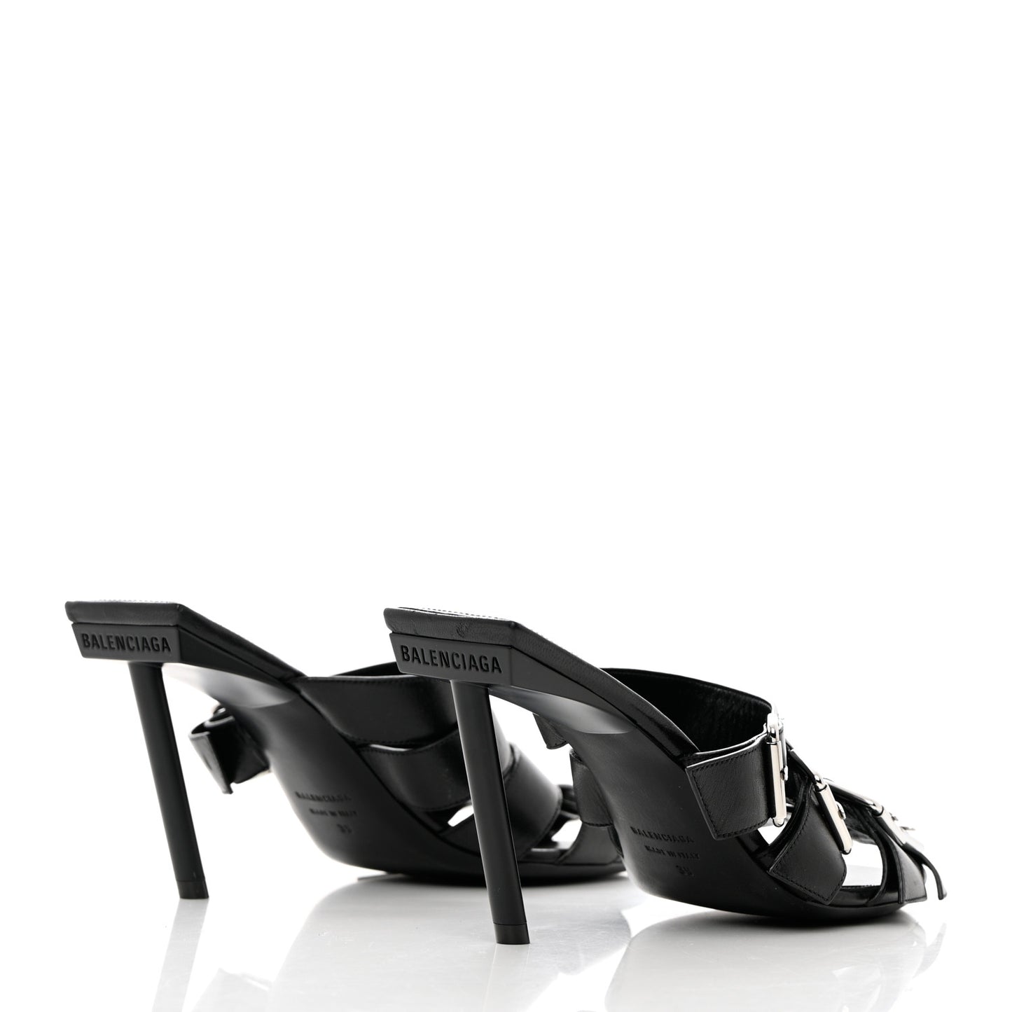 Shiny Sheepskin Bluckle K 80mm Sandals 39 Black