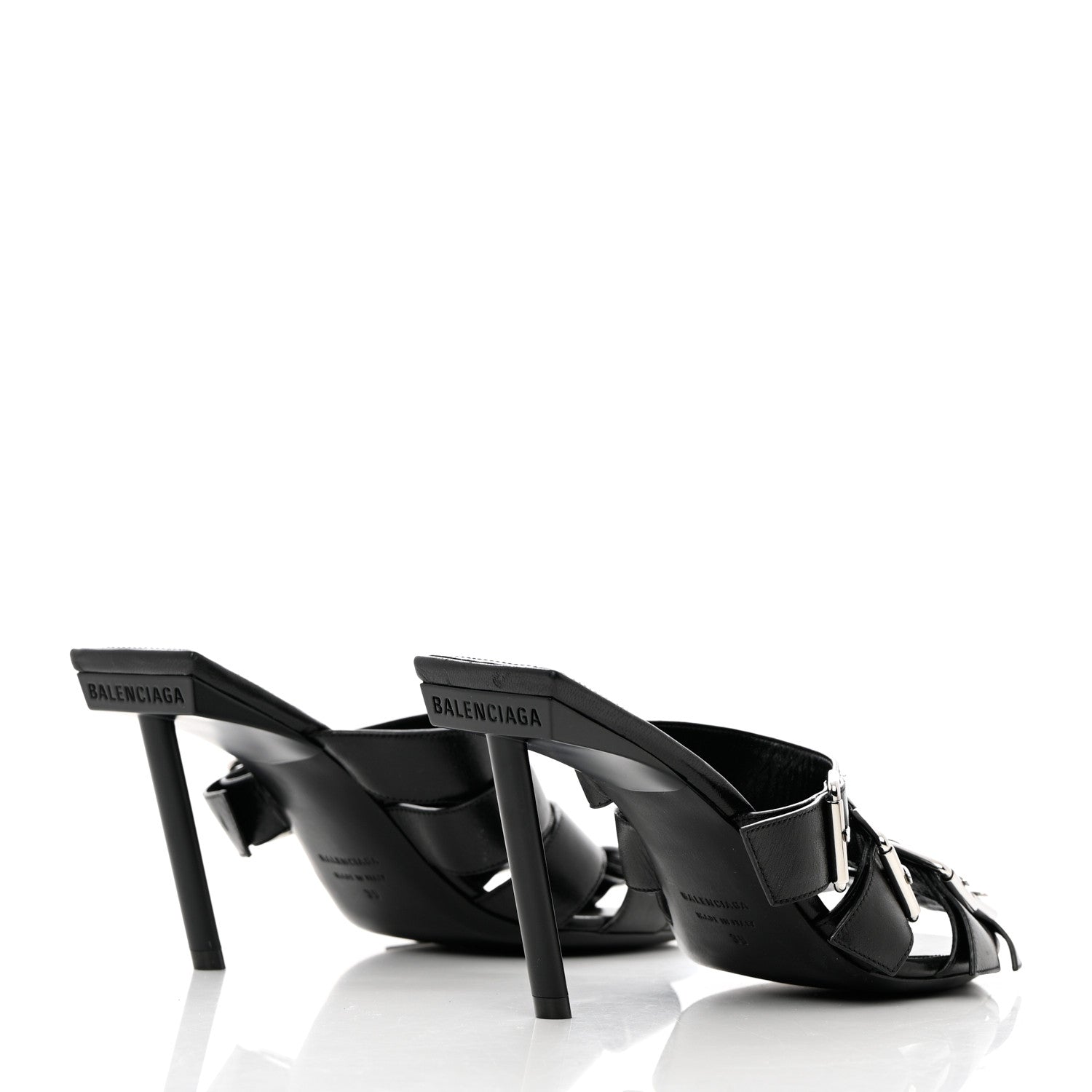 Balenciaga Shiny Sheepskin Bluckle K 80mm Sandals 39 Black 4 of 11