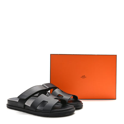 Hermes Calfskin Womens Chypre Sandals 39.5 Black 10 of 10