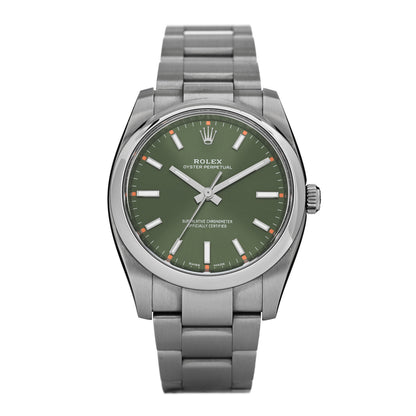 Rolex Stainless Steel 34mm Oyster Perpetual Watch Olive Green 114200 1 of 5