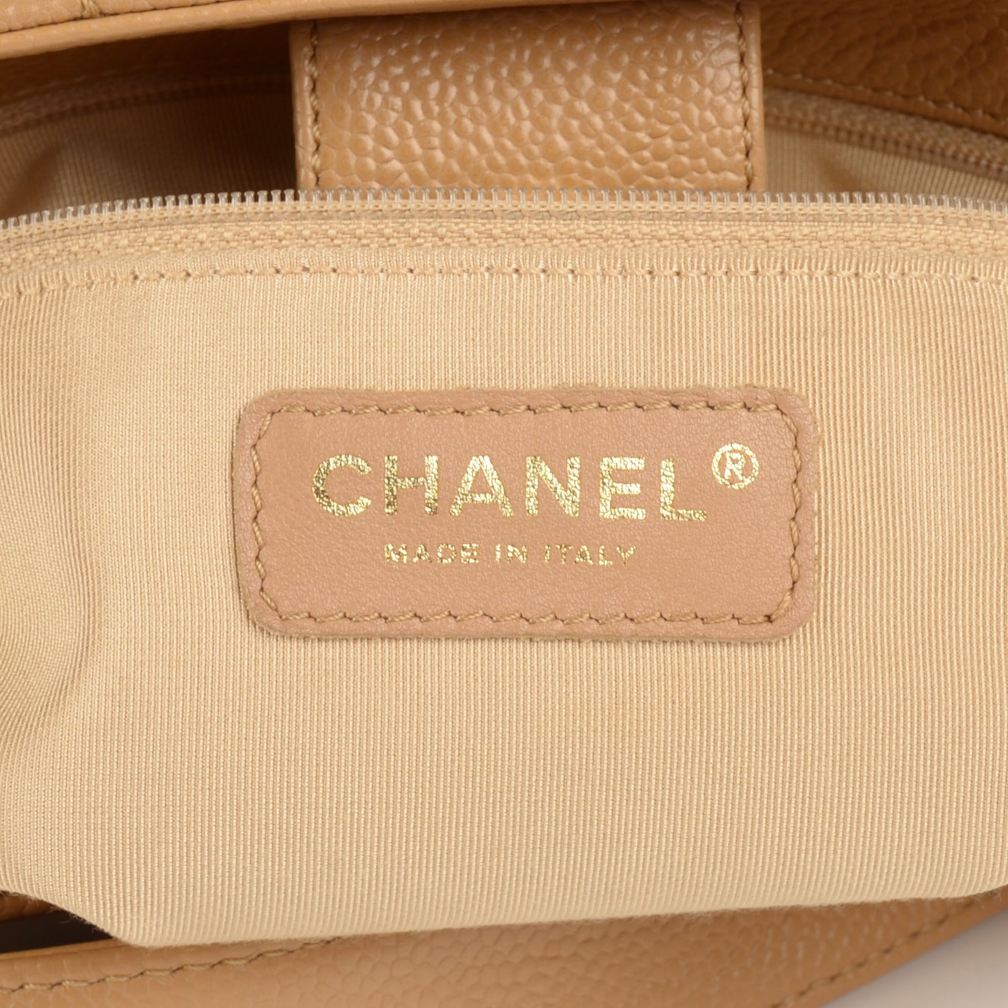 Caviar Quilted Petit Shopping Tote PST Beige