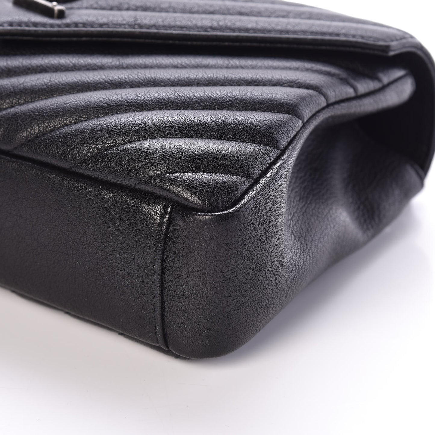 Sheepskin Matelasse Chevron Monogram Medium College Bag Black