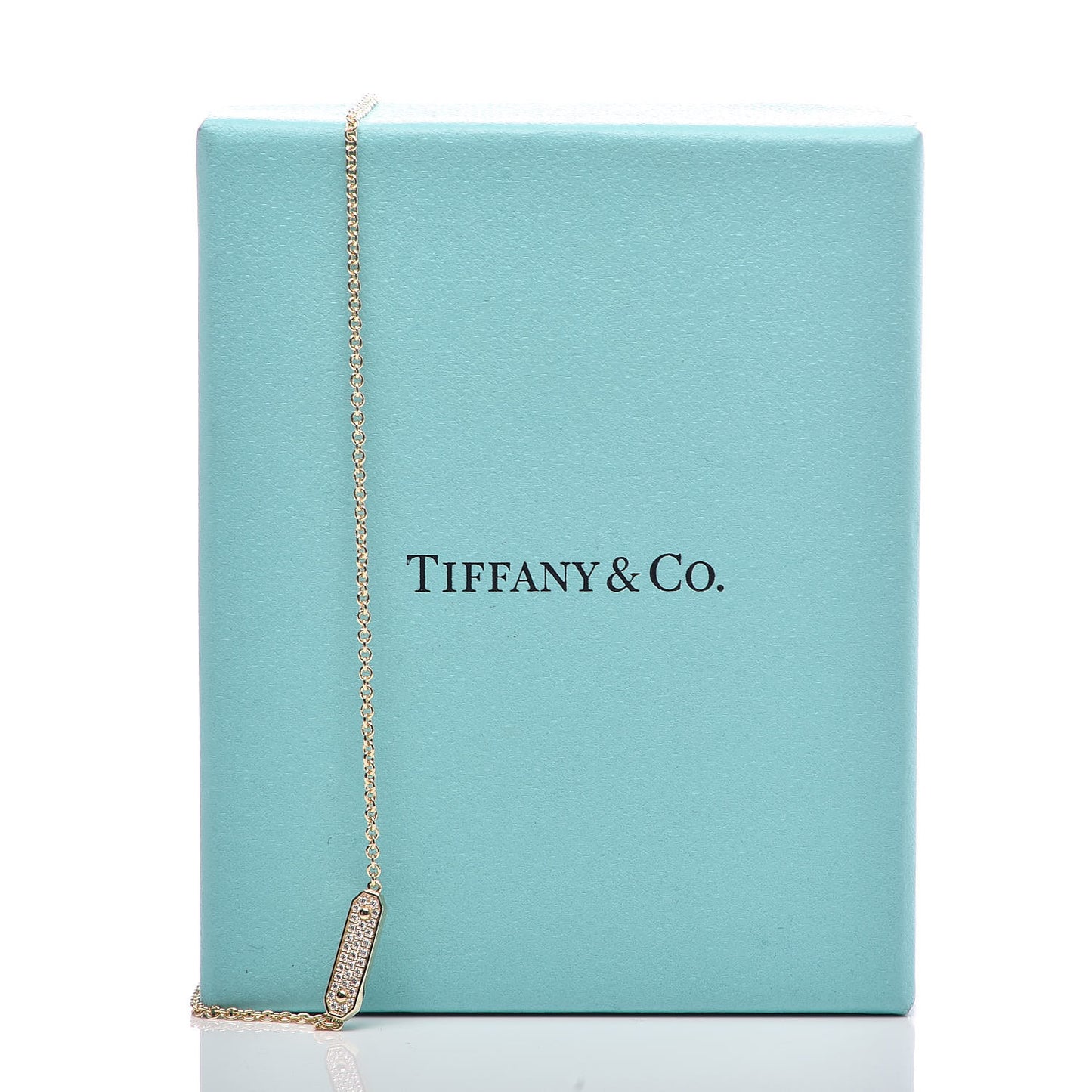 18K Yellow Gold Diamond Tag Chain Necklace