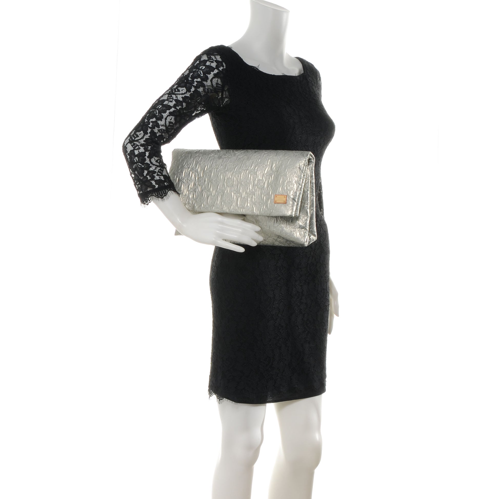 Louis Vuitton Jacquard Quilted Monogram Limelight Clutch GM Perle 2 of 7