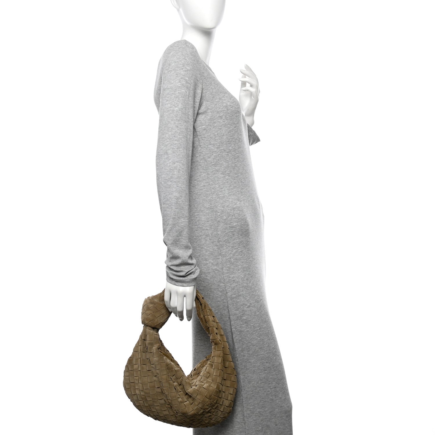 Bottega Veneta Suede Calfskin Intrecciato Teen Jodie Hobo Beige 2 of 10