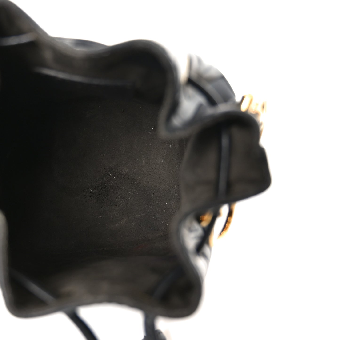Vitello Liberty F is Fendi FF 1974 Embossed Mini Mon Tresor Bucket Bag Black