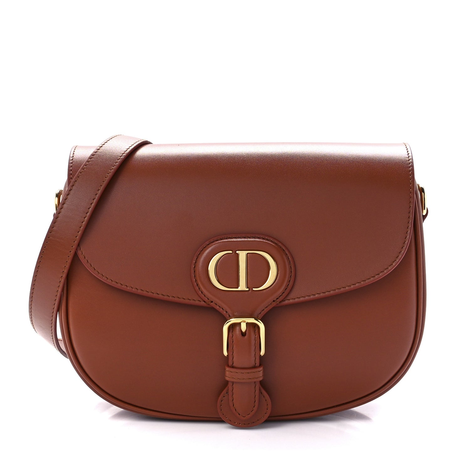 Box Calfskin Medium Bobby Flap Dark Tan