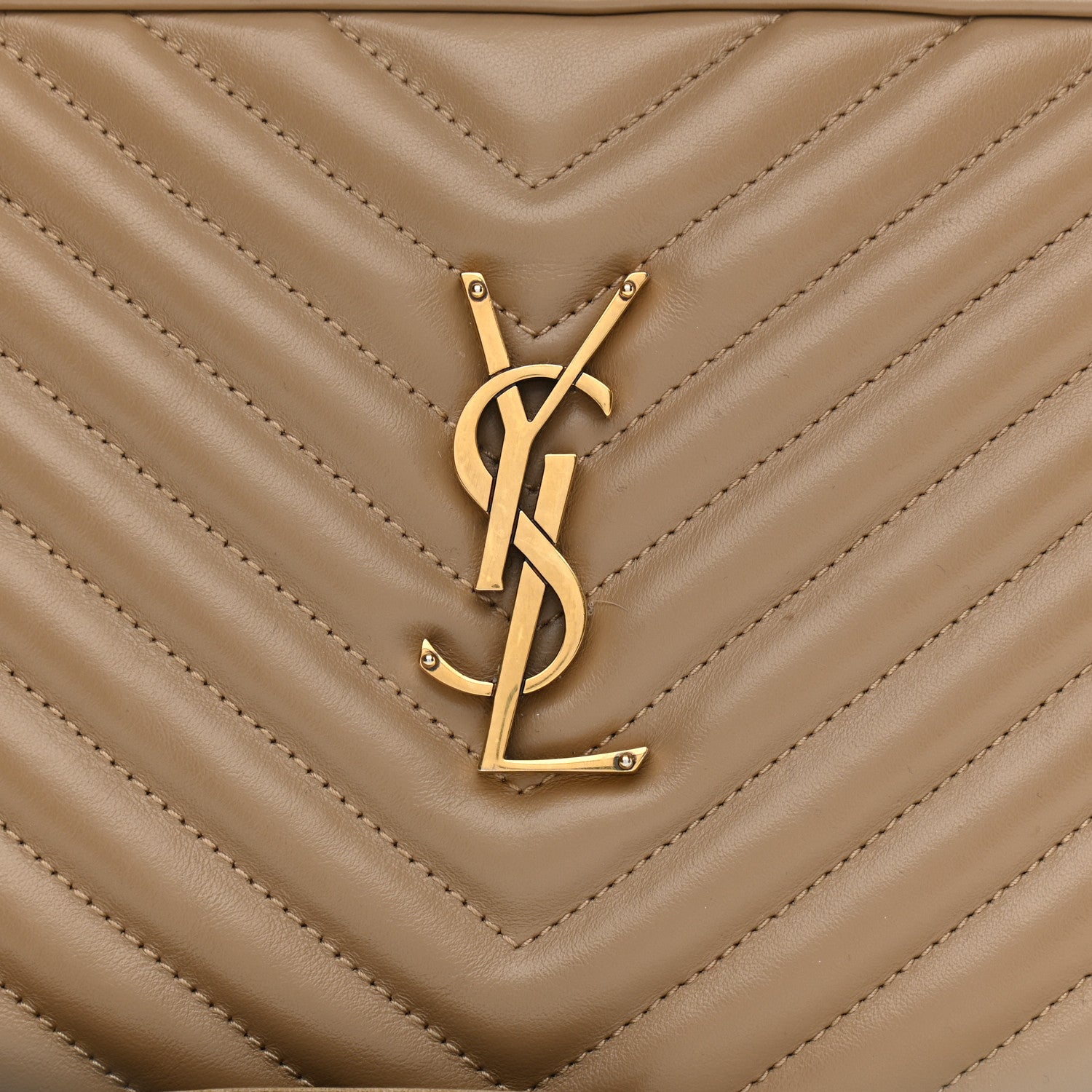 Saint Laurent Calfskin Matelasse Monogram Lou Camera Bag Dark Latte 8 of 13