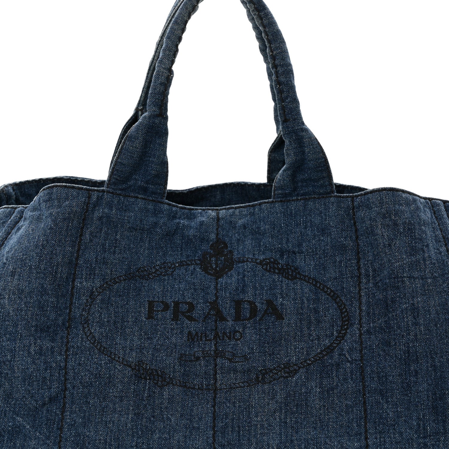 Prada Denim Logo Tote Bleu 7 of 10