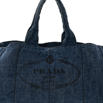 Prada Denim Logo Tote Bleu 7 of 10