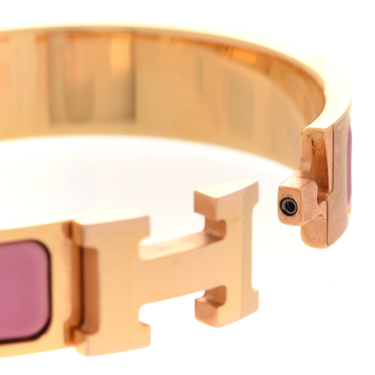 Enamel Narrow Clic Clac H Bracelet PM Bois De Rose